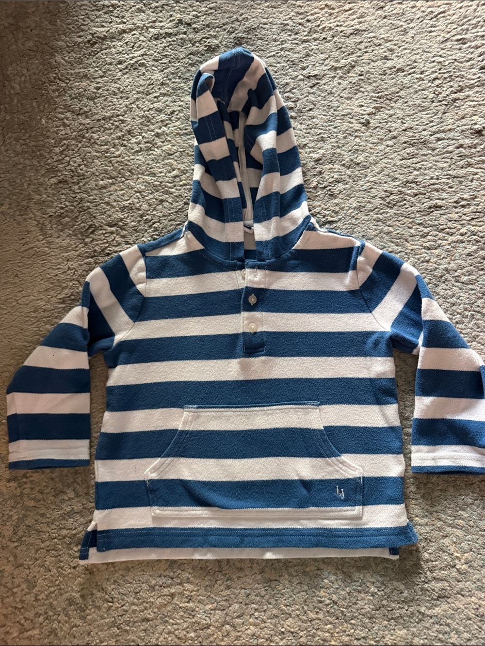 Janie and Jack Kids Hooded Stripe Pullover Shirt - Blue & White